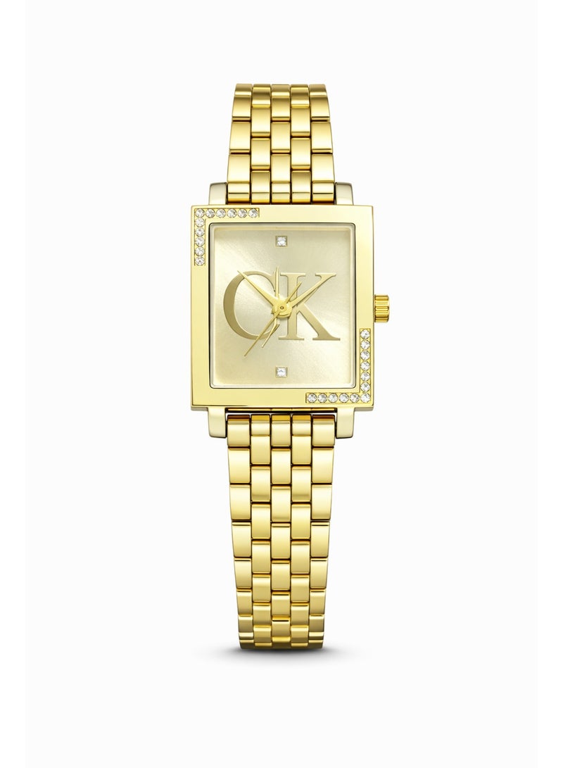 Calvin Klein Women’s Analog Watch with Gold Dial & Gold Stainless Steel Bracelet